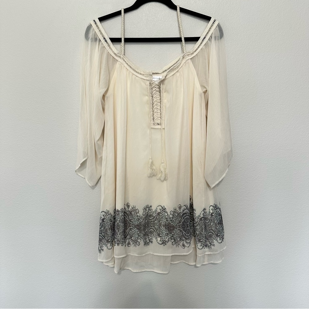 Women’s Cream Embroidered Boho Tunic
